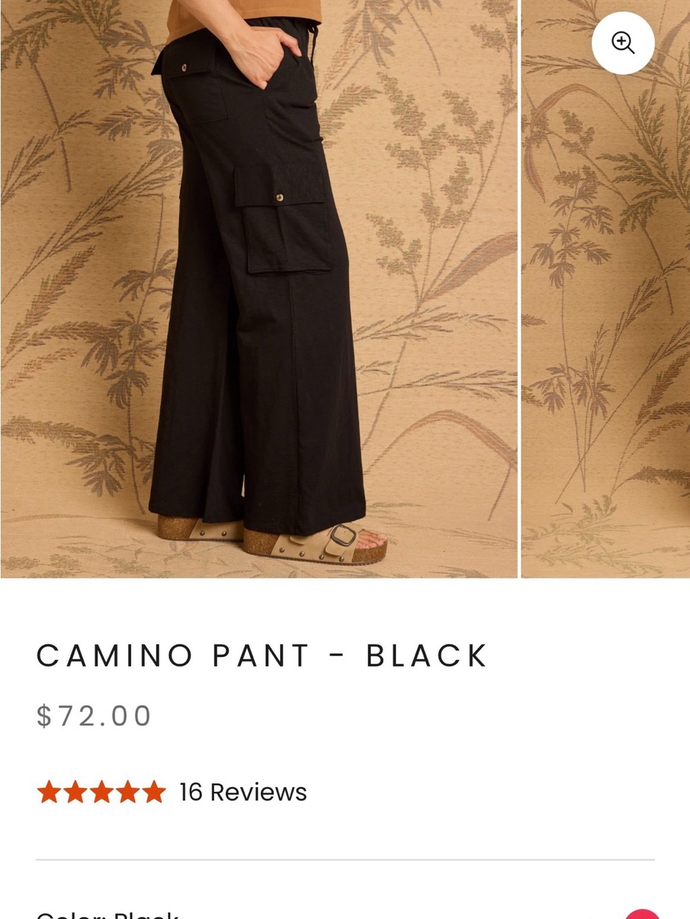 Known Supply Camino Wide-Leg Cargo Pant — Black